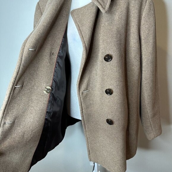 CALVIN KLEIN Wool Blend Pea Coat Double Breasted Spread Collar Beige Oat Size 0X - Picture 8 of 13